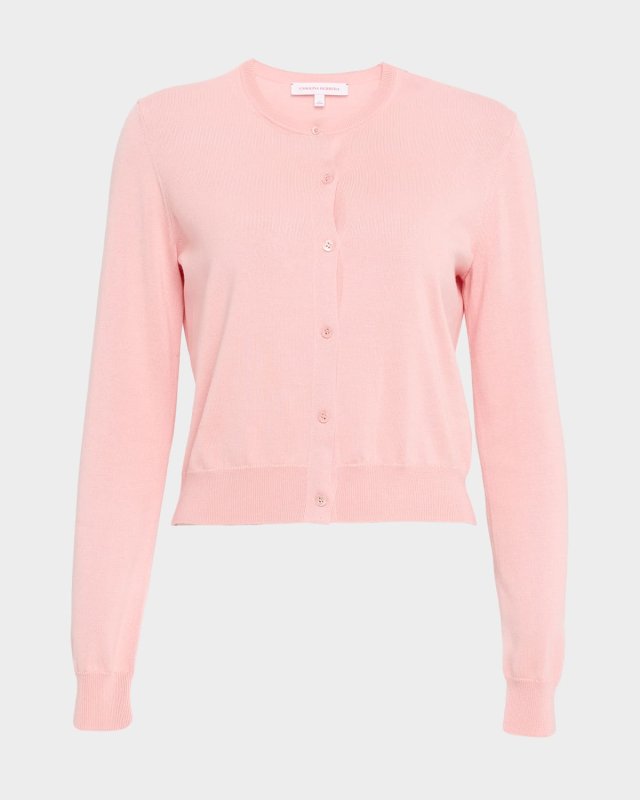 Silk-Cotton Crewneck Cardigan